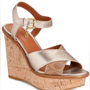 Coach Champagne Wedge Sandal with Cork Platform